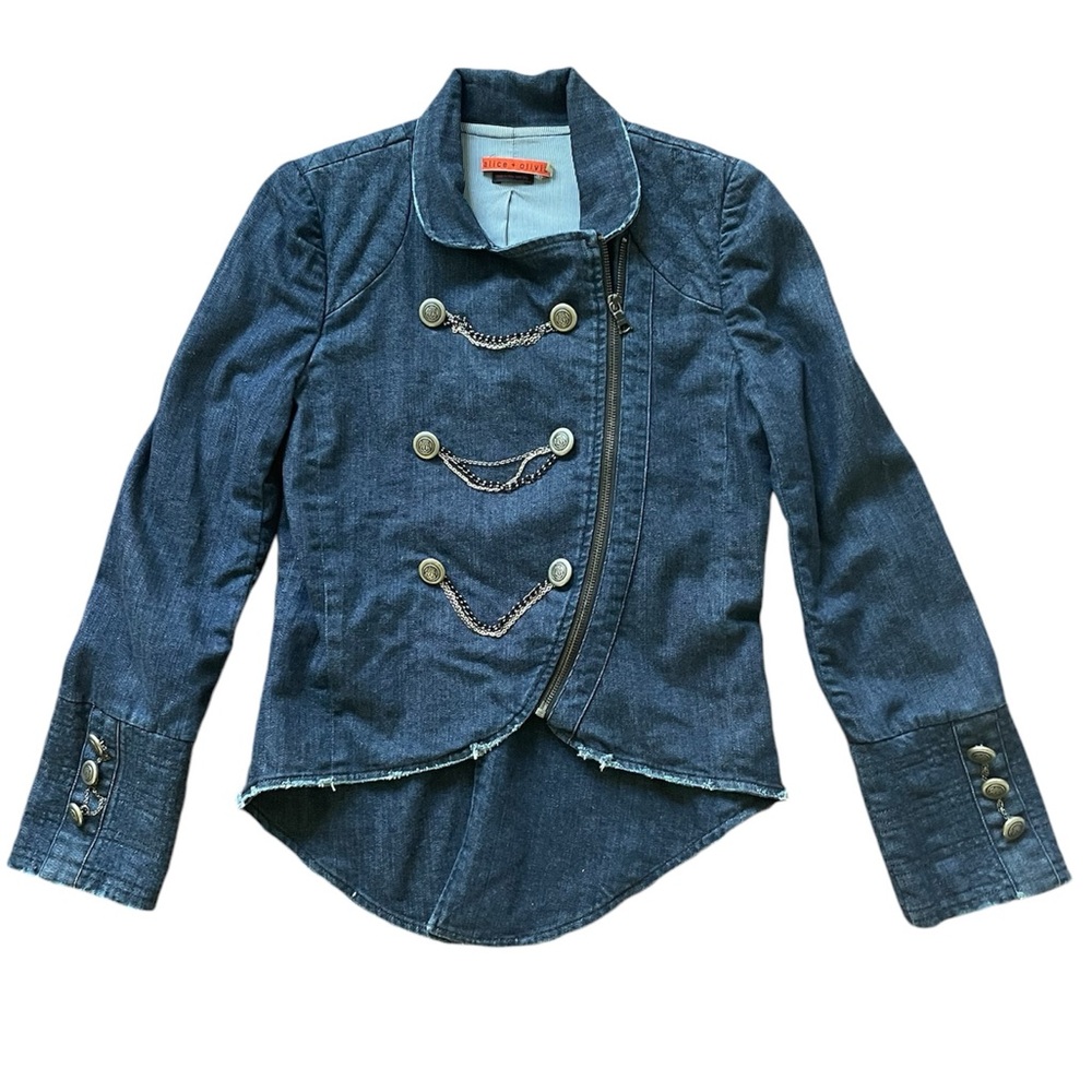 Alice + Olivia Denim Jacket with Chain Embellishment
